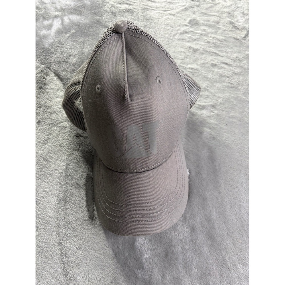 Caterpillar Cat Logo Mesh Back Trucker Hat Gray Snapback 7090044 One Size Used